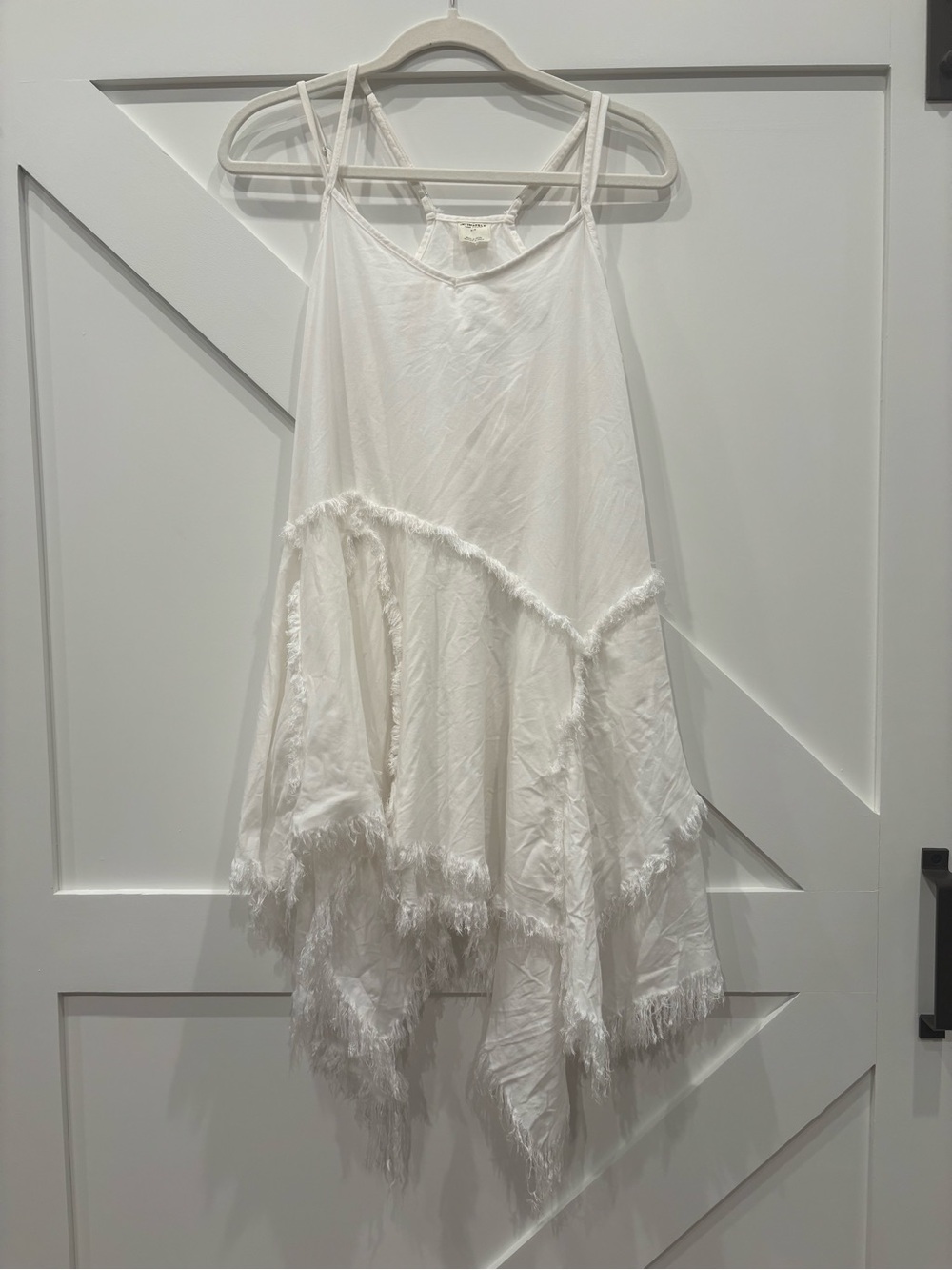 Free People Ivory Fringe Asymmetrical Slip Dress